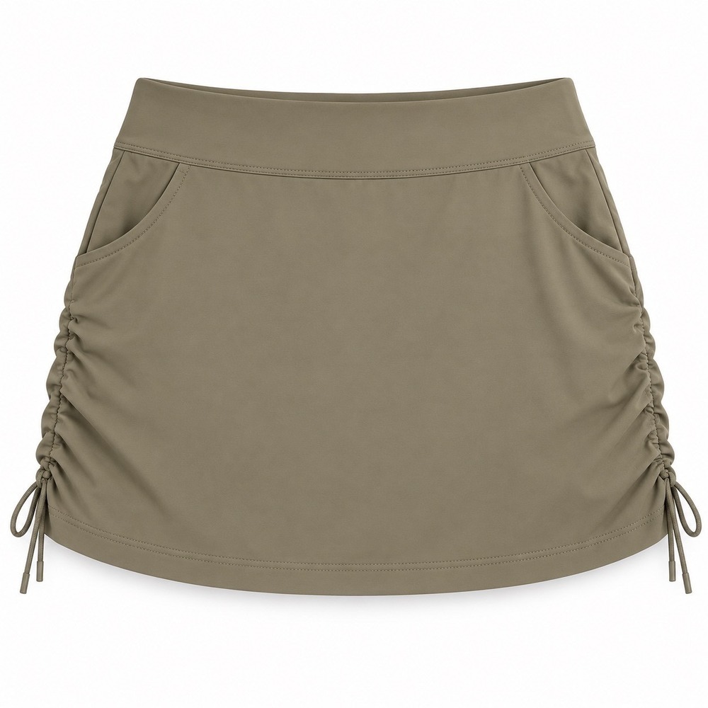 Columbia Women Khaki Tan Active Skirt Cinch Side Ruched Hiking Skort Large NEW